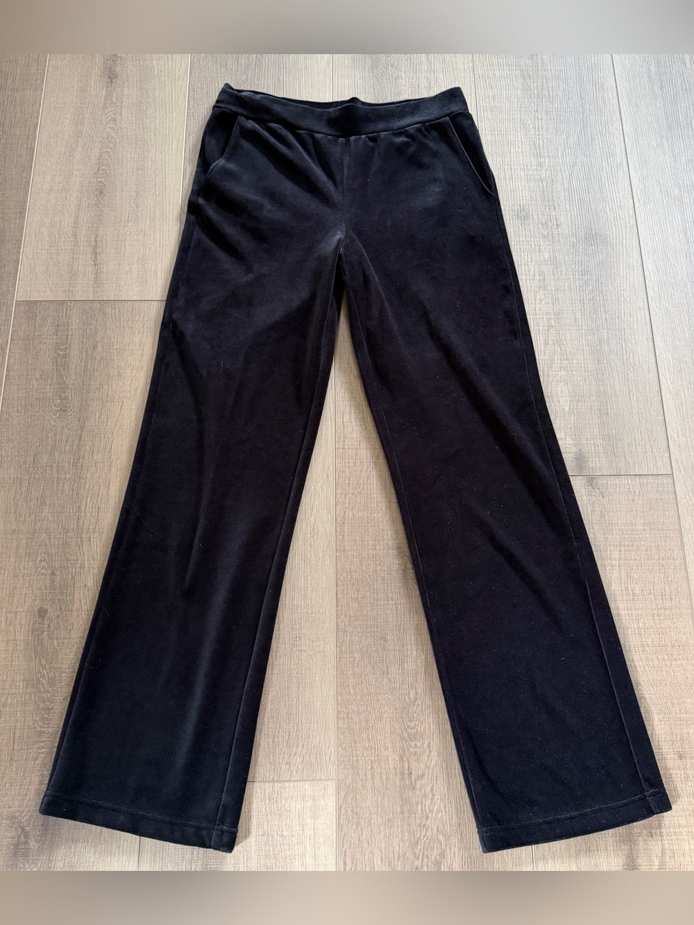 Lauren Ralph Lauren Black Velvet Velour Wide Leg Lounge Pants Womens Size Small